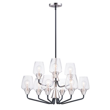 Maxim Goblet 9-Light 27" Wide Black / Satin Nickel Chandelier 26127CLBKSN